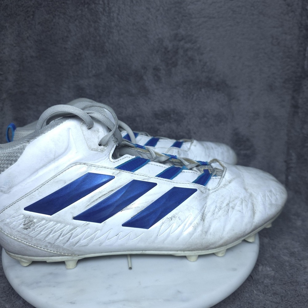 Kansas Jayhawks Football Cleats Shoes Mens 12.5 White Blue Team Issued Stud Sole
